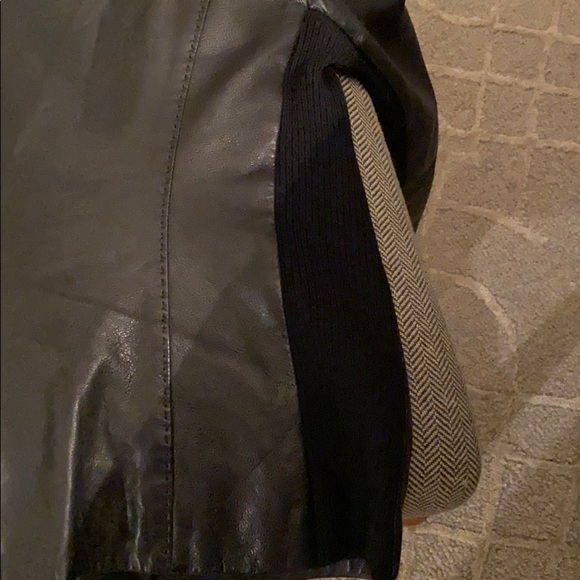 VINCE Blk Leather & wool Jacket - Picture 11 of 13